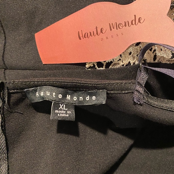 NWT Haute Monde Black Dress with Lace Accents - Picture 3 of 5
